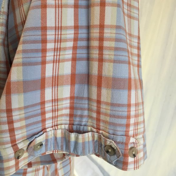 Exco Jeans Mens Vintage Orange Blue Plaid Button Down Shirt Short Sleeve Sz 2XL - Picture 5 of 16